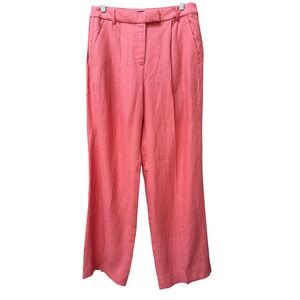 NWT Banana Republic Size 6 Coral Pink Orange Linen Wide Leg Pleated Trousers NEW